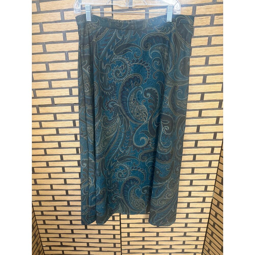Karin Steven Green Paisley Midi Skirt Size‎ 12